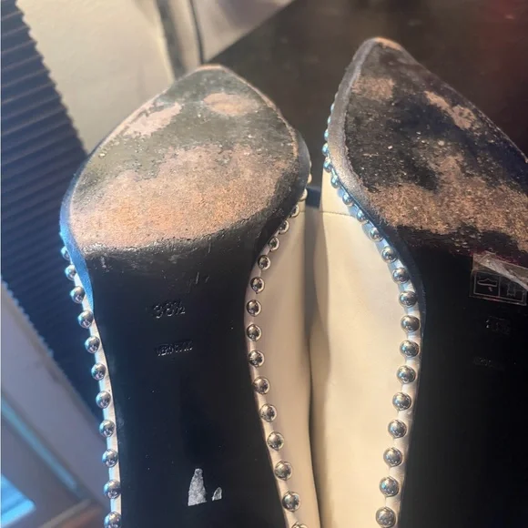 Alexander Wang White front back zip Studded pointed Lthr Boots size 38.5 - Picture 7 of 9